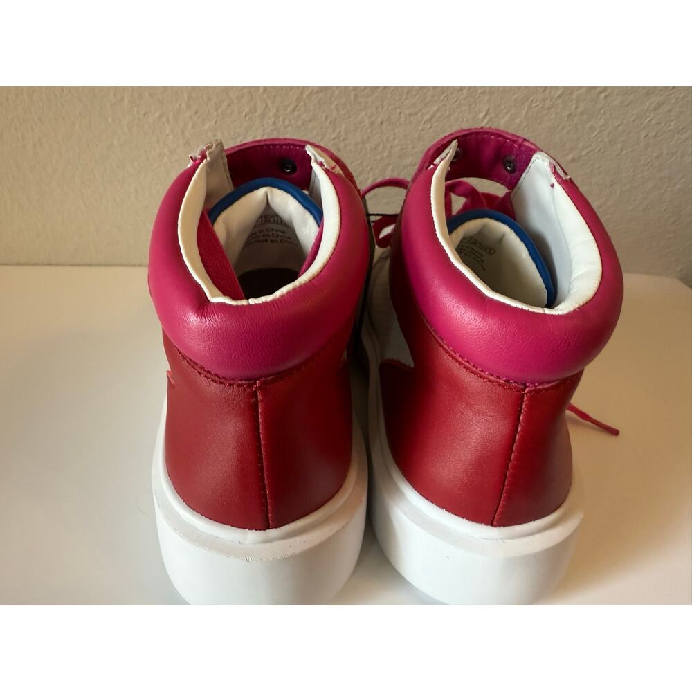 NWT Rebecca Minkoff Colorblock Leather Lace-Up Sneakers White/Pink/Blue Womens 6 - Picture 4 of 6